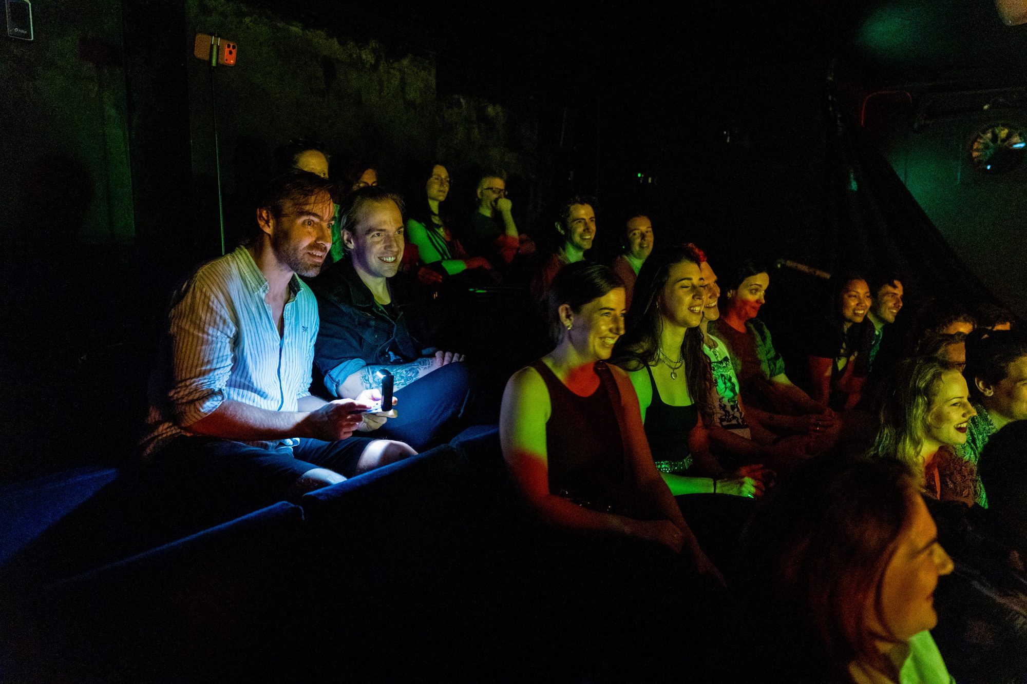 The Karate Man audience laughing and playing along